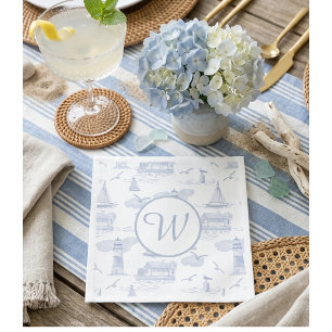 Monogramm Küsten-Toile Vornehme Unterhaltung Serviette