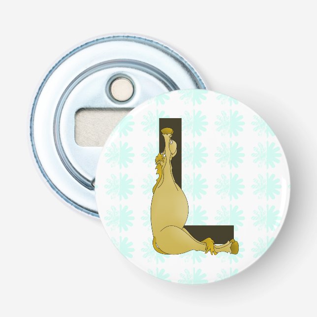 Monogramm L Cartoon Pony Personalisiert Flaschenöffner (Vorderseite)