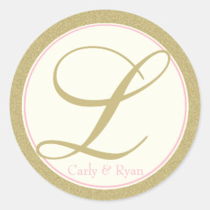 Monogramm L Gold und Rosa Runder Aufkleber