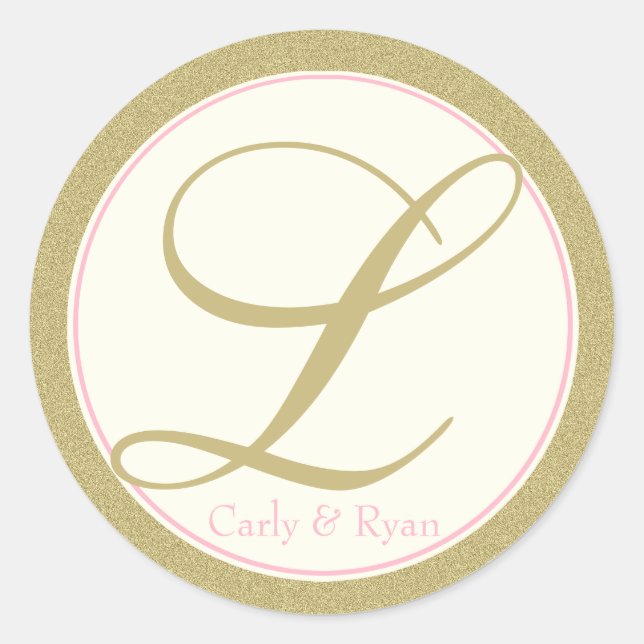 Monogramm L Gold und Rosa Runder Aufkleber (Vorderseite)