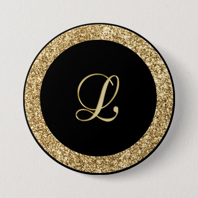 Monogramm L Goldschrift Button (Vorderseite)