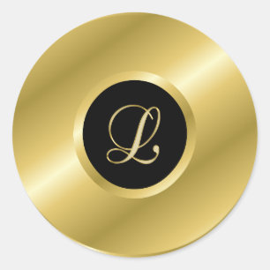 Monogramm L Goldschrift Runder Aufkleber