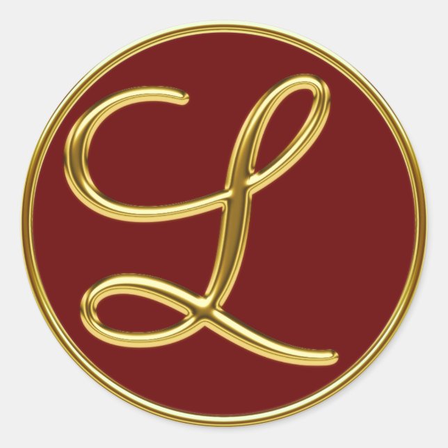 Monogramm L in 3D-Gold Runder Aufkleber (Vorderseite)