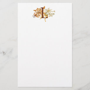 Monogramm L mit Lilien Briefpapier