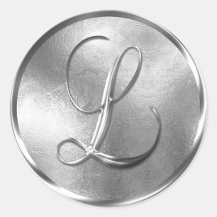 Monogramm L NONMETALLIC Silver Umschlag Aufkleber