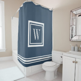 Monogramm Lake Blue und White Classic Square Duschvorhang