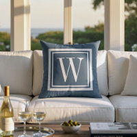 Monogramm Lake Blue und White Classic Square