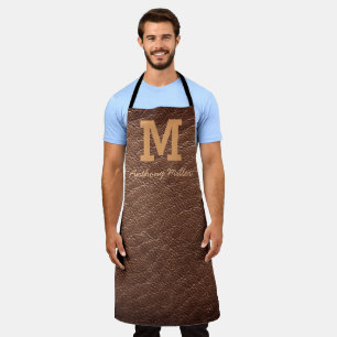 Monogramm Landbraun Leder Namensschrift Modern Schürze