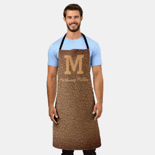 Monogramm Landbraun Leder Namensschrift Modern Schürze