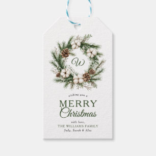 Monogramm Landhaus-Kranz Frohe Weihnachten Foto Geschenkanhänger