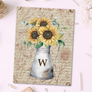 Monogramm Landsonnenblume Vintage-Brief-Decoupage Postkarte