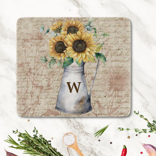 Monogramm Landsonnenblume Vintage-Buchstabe Decoup Schneidebrett