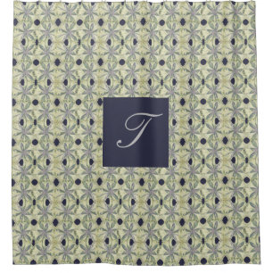 Monogramm Lattice-like Cyanus Blume Muster Duschvorhang
