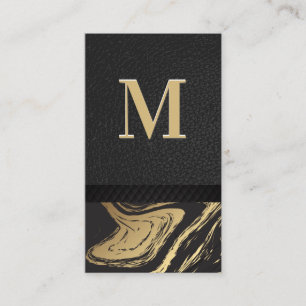 Monogramm-Leder aus schwarzem Gold Visitenkarte