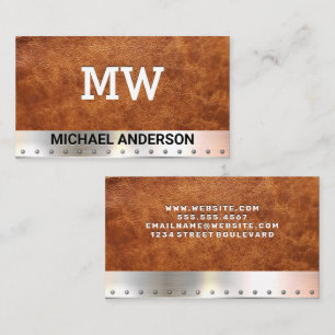 Monogramm   Leder   Metall Visitenkarte