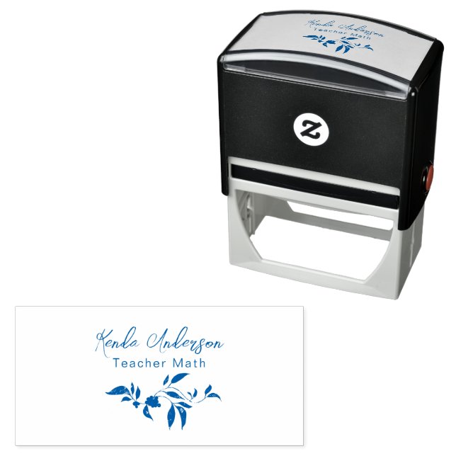 Monogramm Lehrer Name Blätter der Blume Klassenzim Permastempel (Beispiel)
