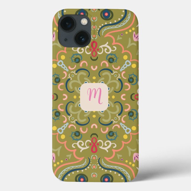 Monogramm, leicht grün und farbig Case-Mate iPhone hülle (Rückseite)