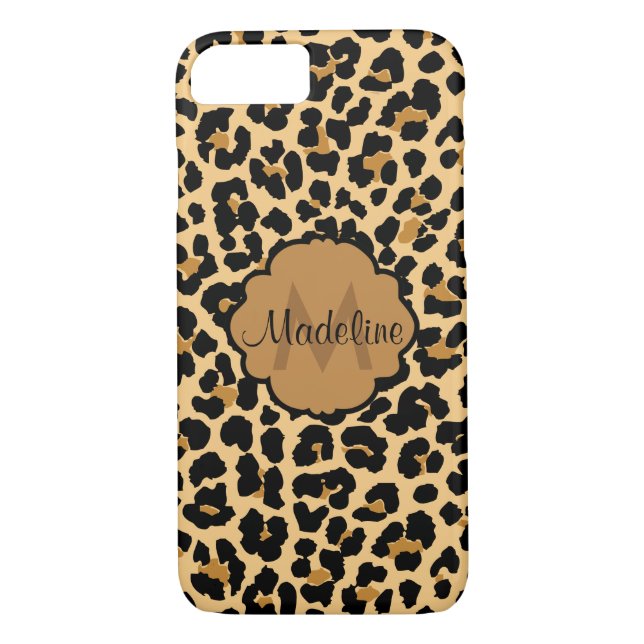 Monogramm Leopar Druck-Muster iPhone Fall Case-Mate iPhone Hülle (Rückseite)