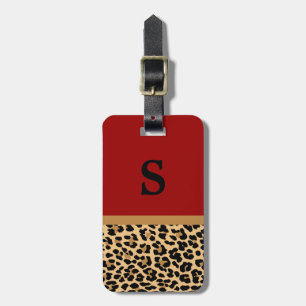 Monogramm-Leopard-Druck-roter Gepäckanhänger