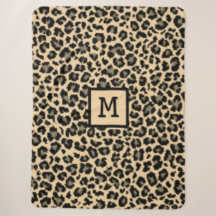 Monogramm Leopard Print Initial Elegant Tier Sherpadecke