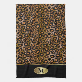 Monogramm-Leopard-Tierdruck Geschirrtuch