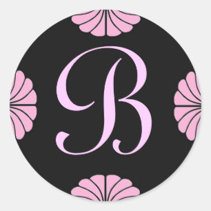 Monogramm Letter B Rosa Aufkleber