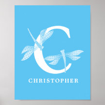Monogramm-Letter-C-Dragonfly-Kinderzimmer
