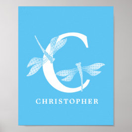 Monogramm-Letter-C-Dragonfly-Kinderzimmer Poster