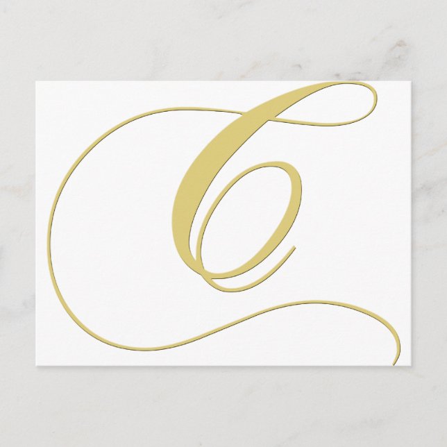 Monogramm Letter C Golden Single Postkarte (Vorderseite)