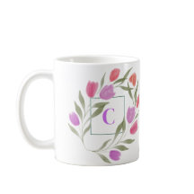 Monogramm Letter C Lila und weiß mit Blume