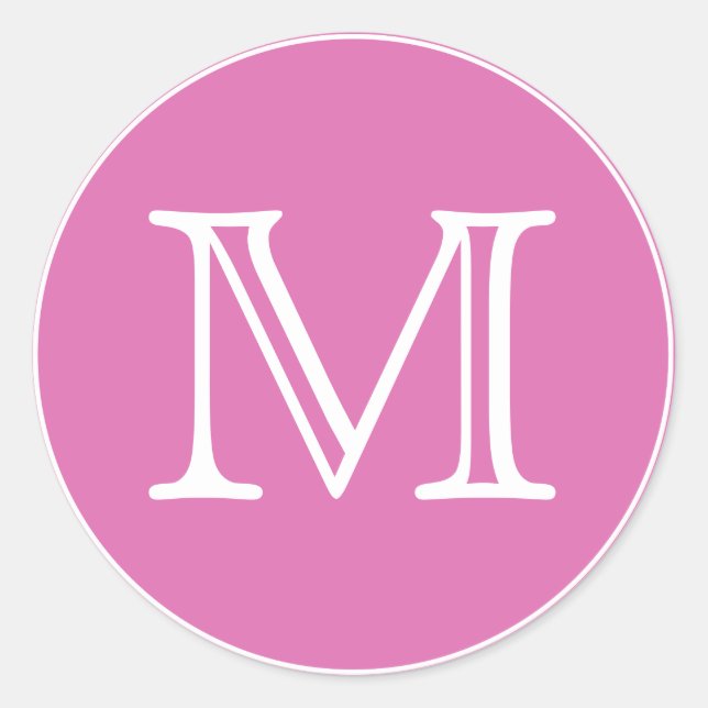 Monogramm Letter Chic Pink Runder Aufkleber (Vorderseite)