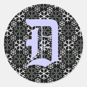 Monogramm Letter D-Snowflakes-Aufkleber Runder Aufkleber