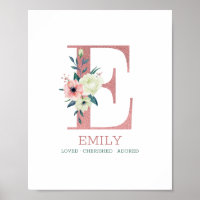 Monogramm Letter E Pink Kinderzimmer