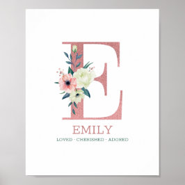 Monogramm Letter E Pink Kinderzimmer Poster