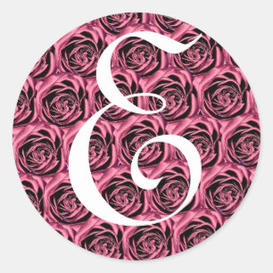 Monogramm Letter E Pink Roses Aufkleber