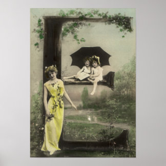 Monogramm Letter E-Plakatdruck Poster