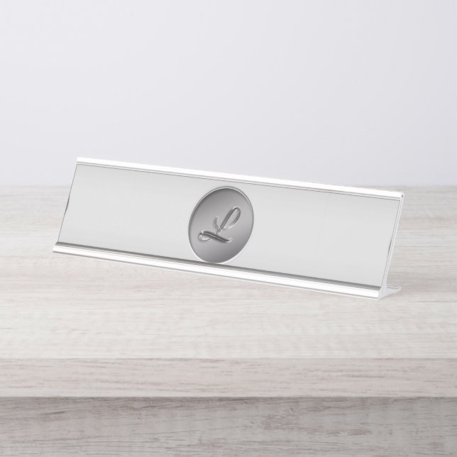 Monogramm ‚Letter L‘ Schreibtischnamensplakette (Vorderseite )