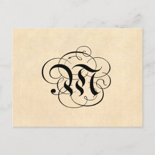 Monogramm Letter M Vintages Pergament Postkarte