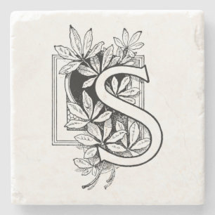 Monogramm Letter 'S' Collage Steinuntersetzer