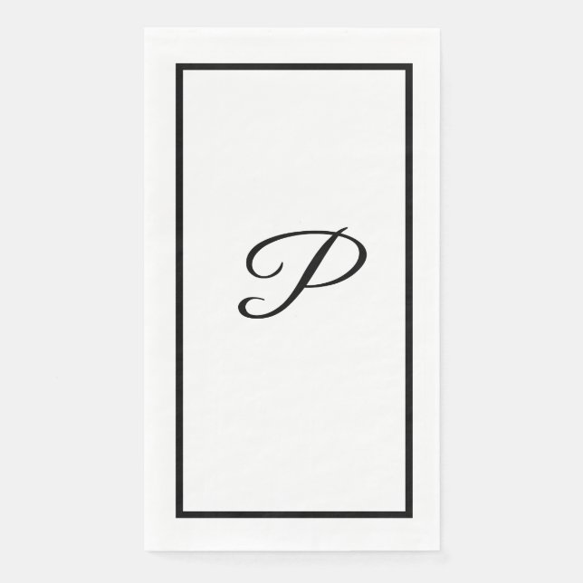 Monogramm Letter Schwarz-weiß Brautparty Hochzeit Serviette (Vorderseite)