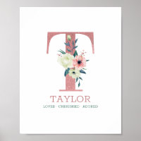 Monogramm Letter T Pink Kinderzimmer