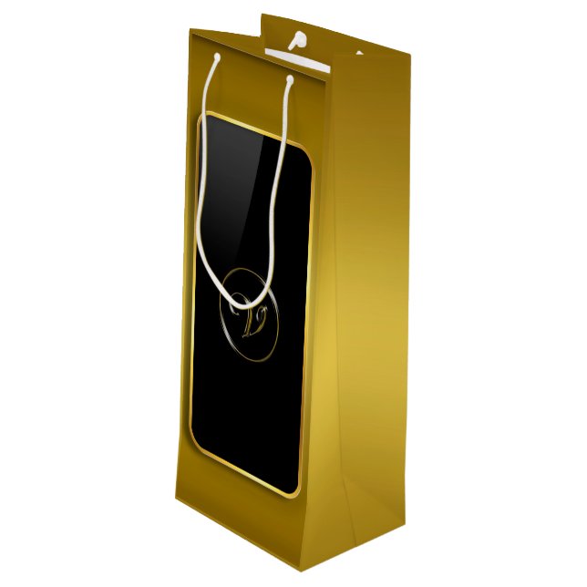 Monogramm "Letter V" Geschenktüte Für Weinflaschen (Rückseite Schrägansicht)