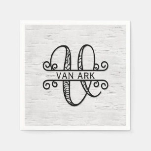 Monogramm Letter V mit Familienname Serviette