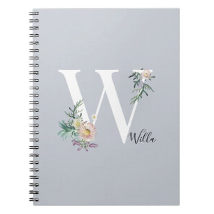 Monogramm Letter W Floral Personalisiert Notizblock