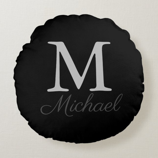 Monogramm-Lichtnebel Rundes Kissen (Vorderseite)