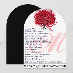 Monogramm-Liebe-Baum-Quadrat-Hochzeits-Einladung Einladung