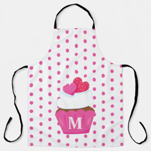 Monogramm-Liebesherzen-Cupcake-Polka-Dot-Valentins Schürze