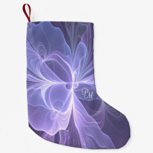 Monogramm Lila Abstrakt Modernes Fraktal Kleiner Weihnachtsstrumpf