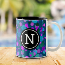 Monogramm lila blauer Glitzer Konfetti Punkte auf