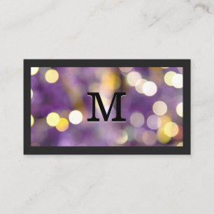 Monogramm   Lila Bokeh Visitenkarte